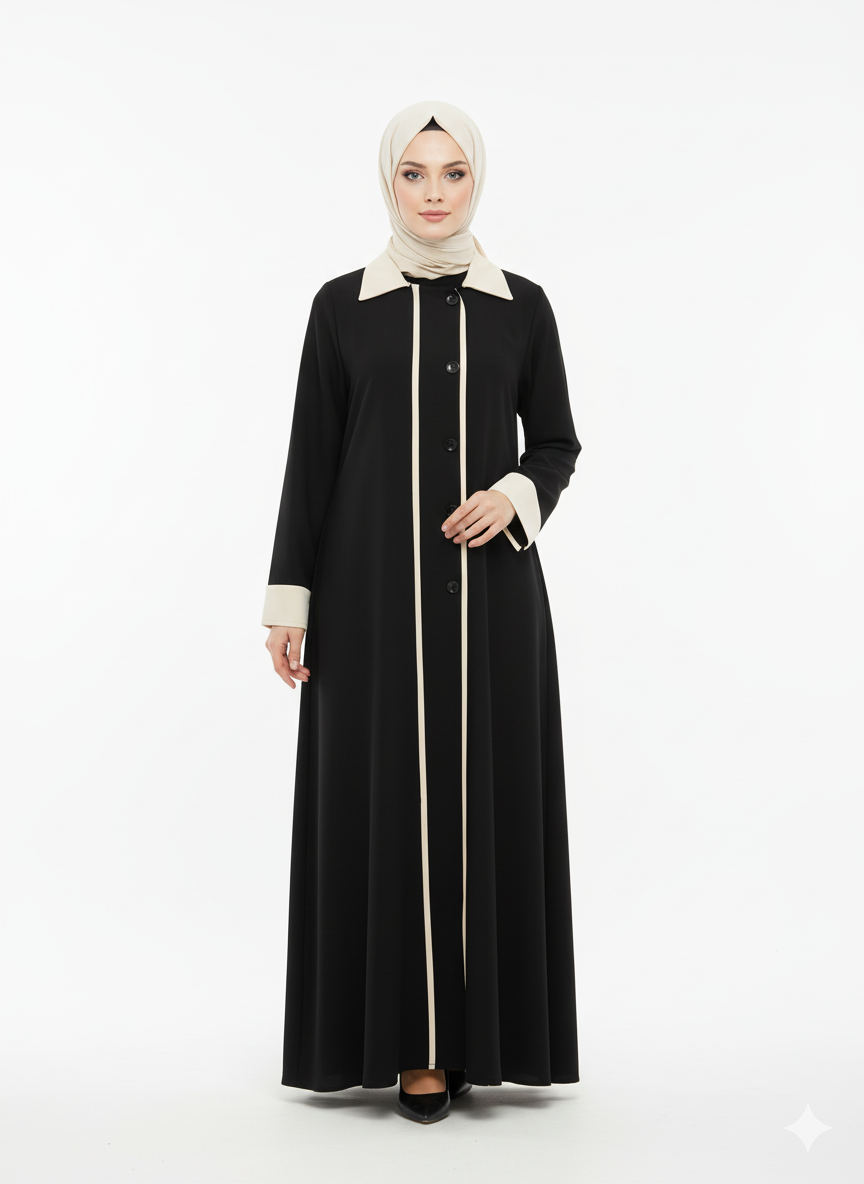 Gharam Pratik Ferace (Siyah ve bej)