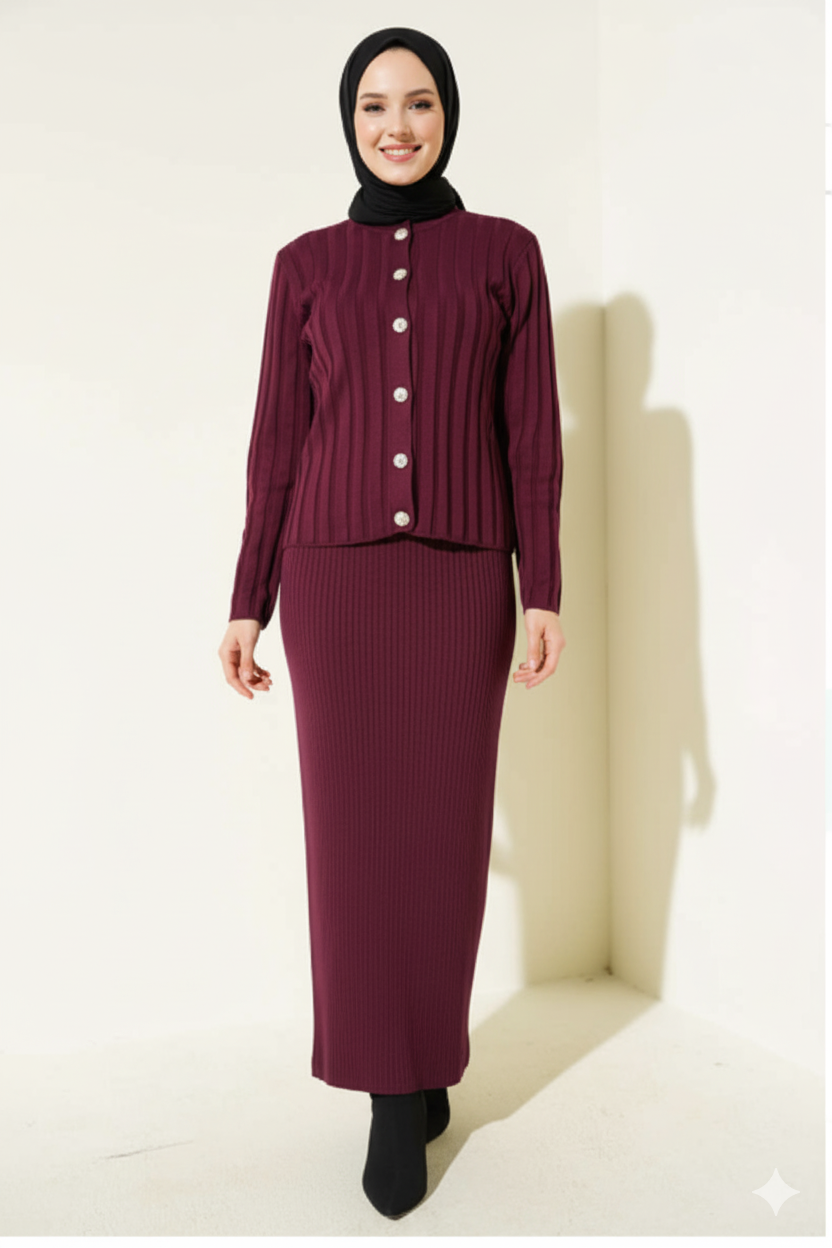 Nazli Triko Takımı (Bordo)