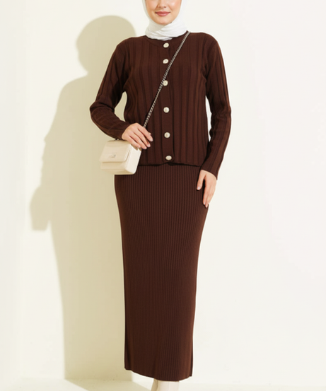 Nazli Triko Takımı (Kahverengi)