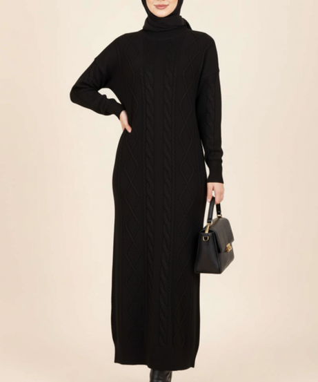 Nisa Triko Elbisesi (Siyah)