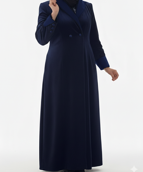 Ayat kürklü manto (lacivert)