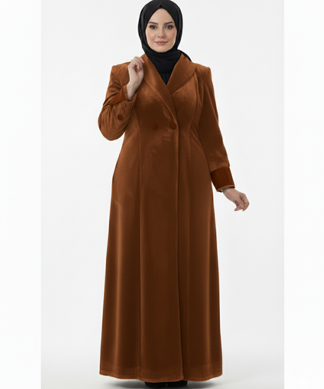 Ayat kürklü manto (bal rengi)