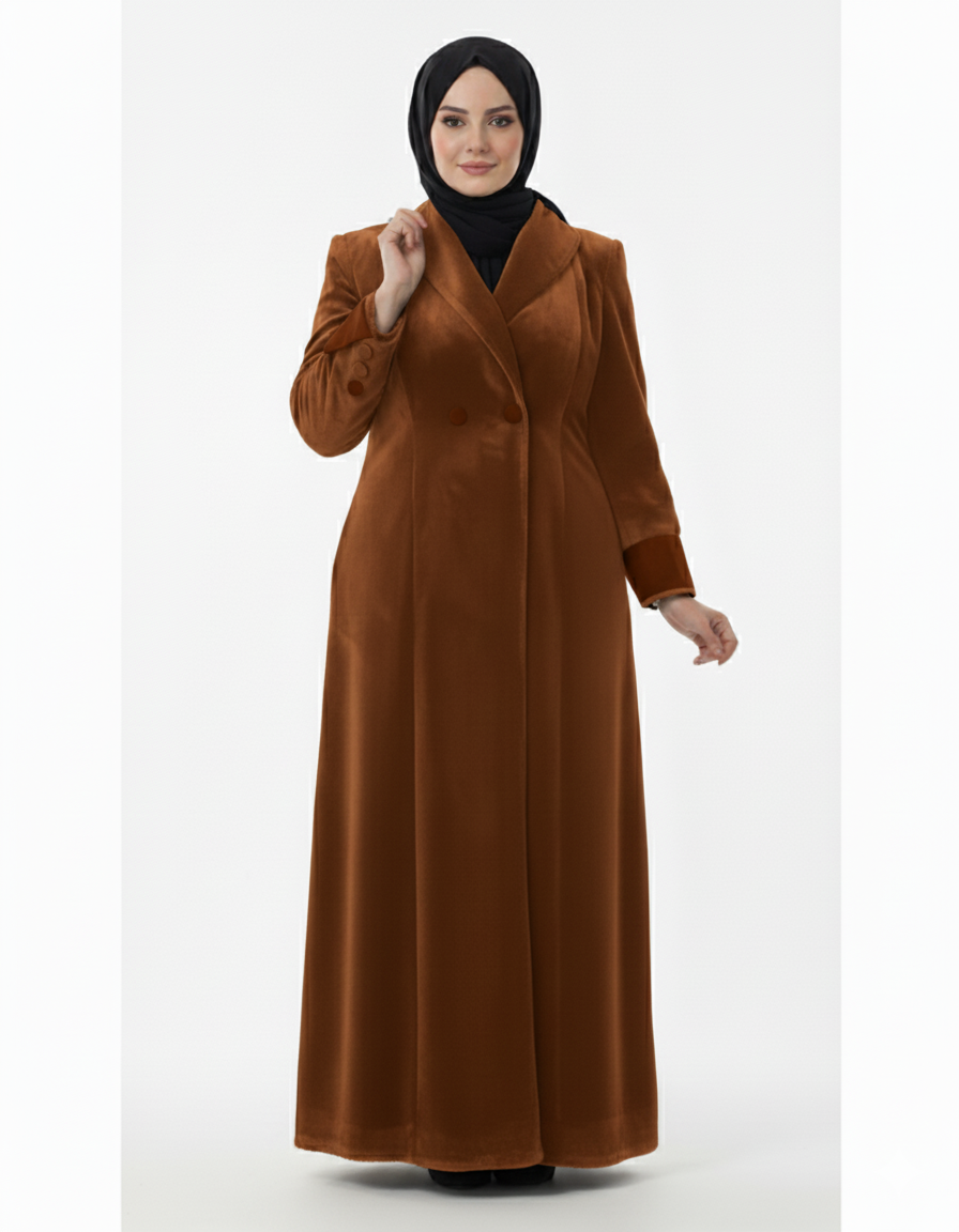 Ayat kürklü manto (bal rengi)