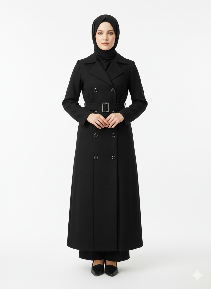 Şirin Resmî Yazlık Mantosu – Siyah Renk