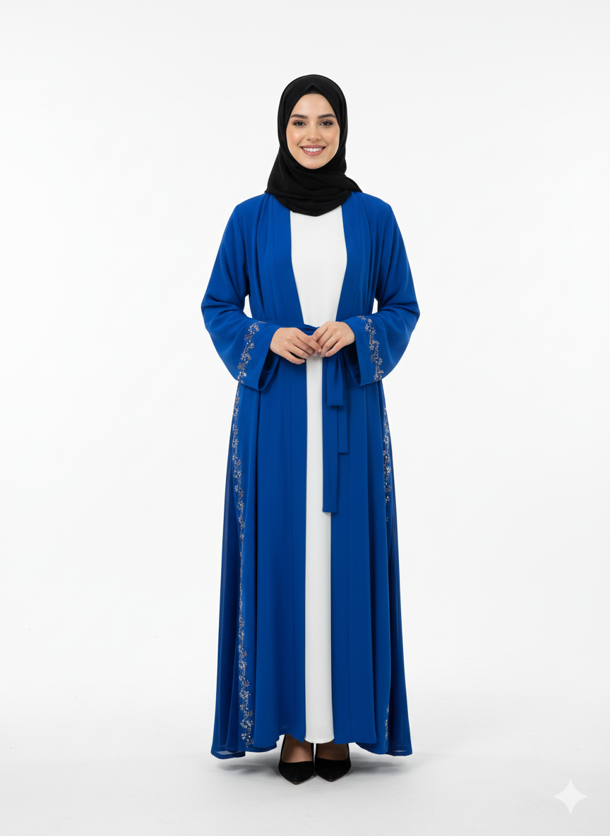 Lilas" Yazlık Resmi Abaya Takımı (mavi)