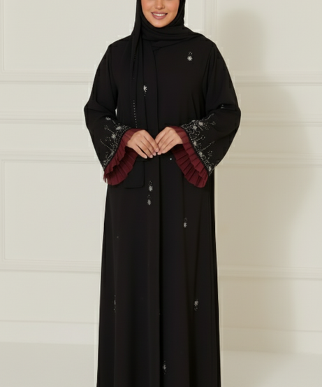 Hayal ferace – Yaz sezonu için (Siyah + Bordo tül)