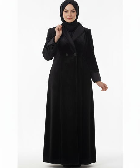 (Ayat kürklü manto (siyah