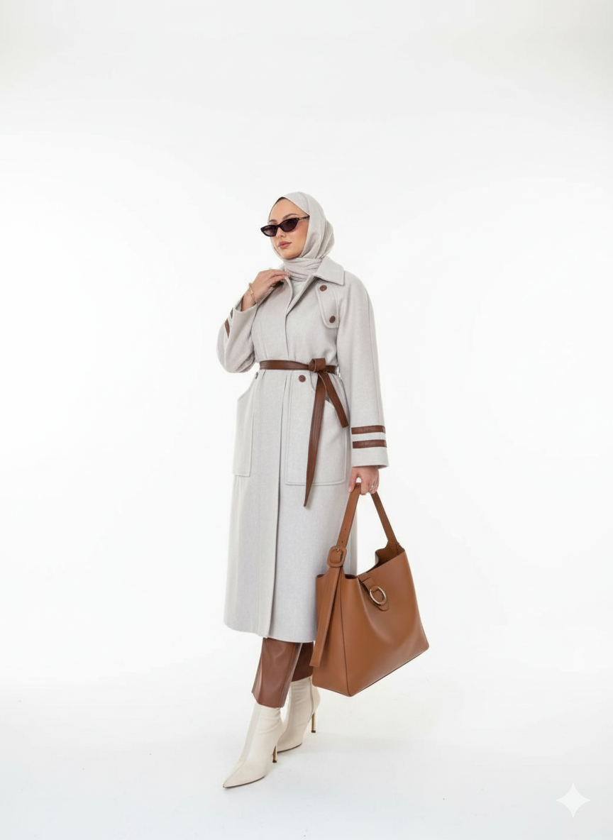 Iftikar Kışlık Ceket (Bej + Kahverengi)